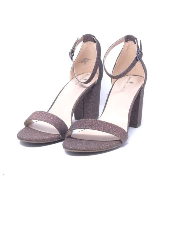 Bandolino Shoes - Bandolino Armory Bronze Glitter Strappy Heeled Sandals Size 10M